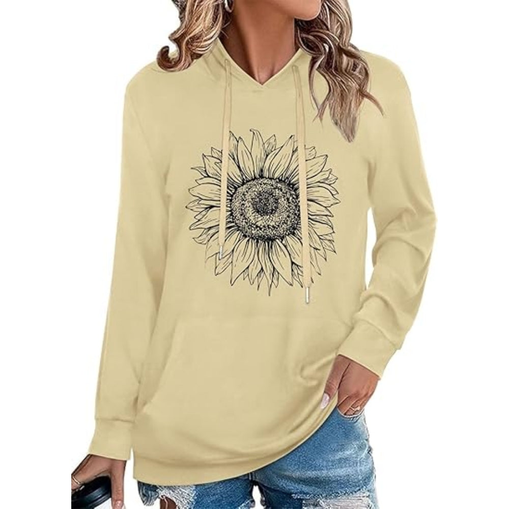 Womens Cotton Fleece Printed Hoodie