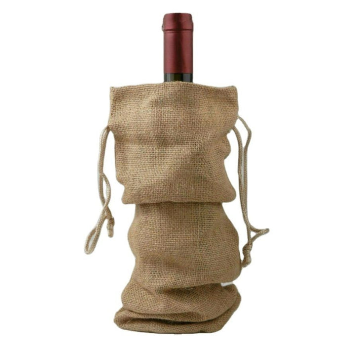 Natural Jute Canvas Tote Wine Bottle Carrier