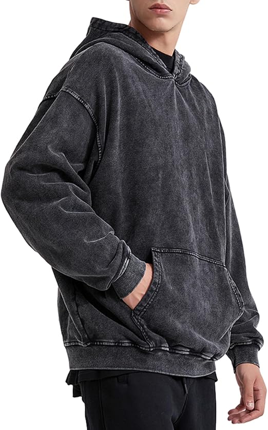 Men's Cotton Fleece Acid Washed Hoodie