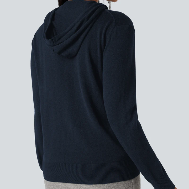 Womens Soft Knit Zip-Up Full Sleeve Sweater Hoodie with Pockets
