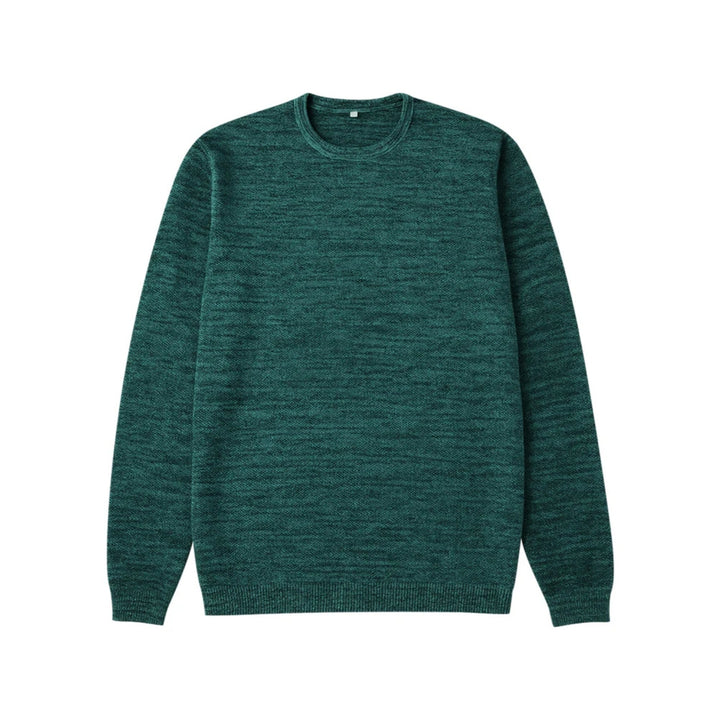 Mens Emerald Green Melange Knit Pullover Sweater