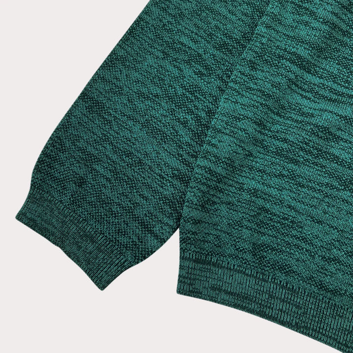 Mens Emerald Green Melange Knit Pullover Sweater