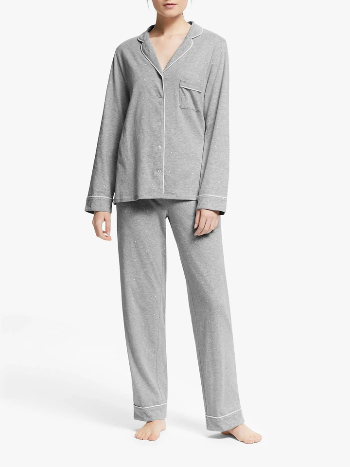 Cotton Pajamas Two Piece Set Sports Jersey Women Long Sleeve Pajamas Lounge Nightgown Women Sleepwear