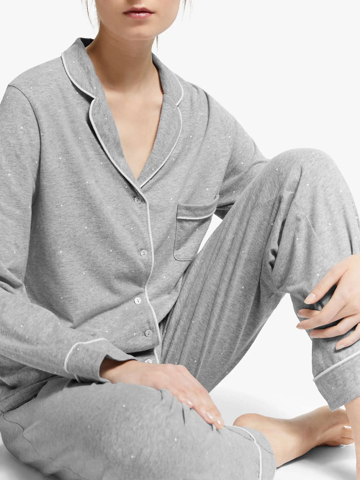 Cotton Pajamas Two Piece Set Sports Jersey Women Long Sleeve Pajamas Lounge Nightgown Women Sleepwear