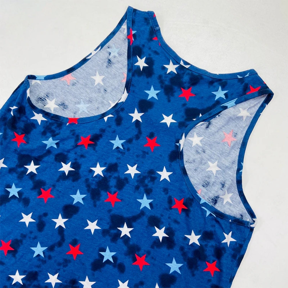 Womens Tie Dye Star Print Cotton Tank Top Wholesale Europe