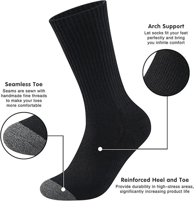Wholesale Mens 100% Cotton Cushioned Crew Socks