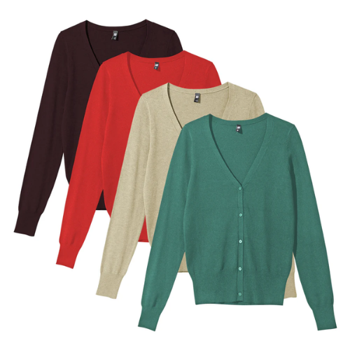 Womens Classic V-Neck Button-Down Long Sleeve Cardigan Sweater