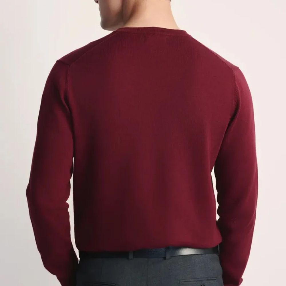 Mens Premium Cotton V-Neck Long Sleeve Knit Sweater