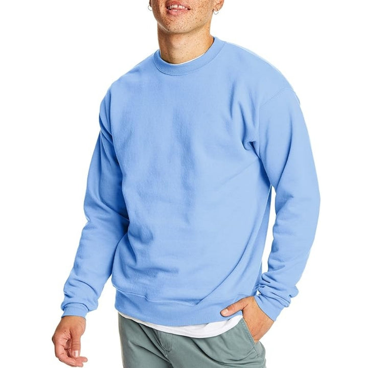 Winter Warm Casual Shirt Top Men's Long-sleeved Sweatshirt Sky Blue Pullover