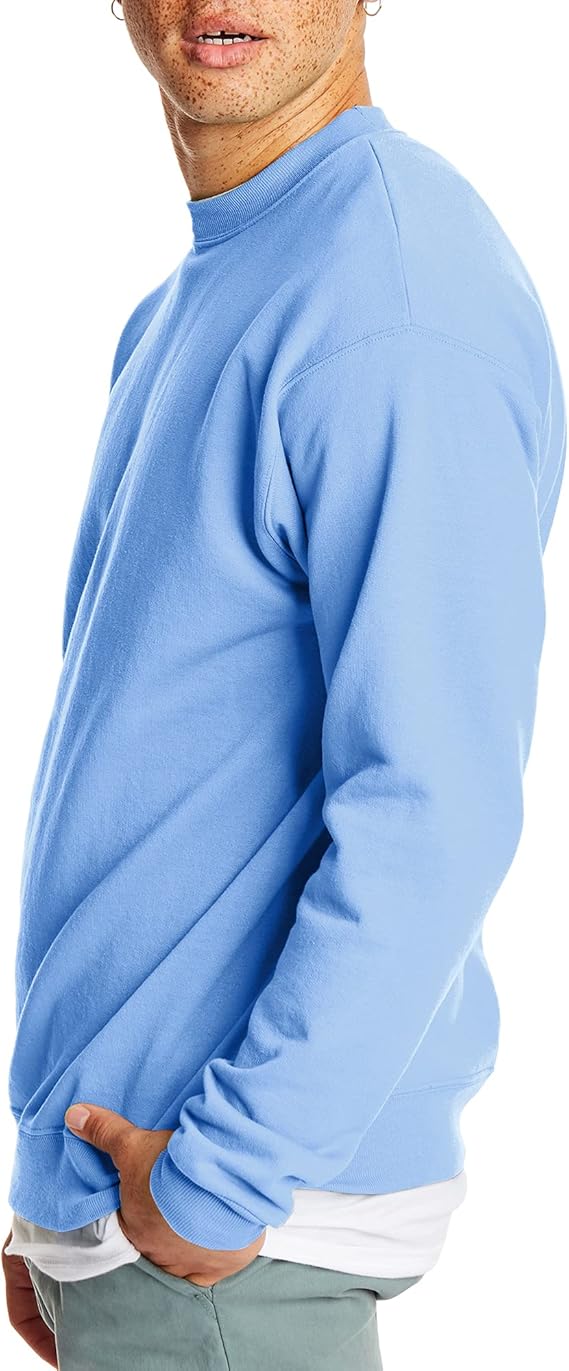 Winter Warm Casual Shirt Top Men's Long-sleeved Sweatshirt Sky Blue Pullover