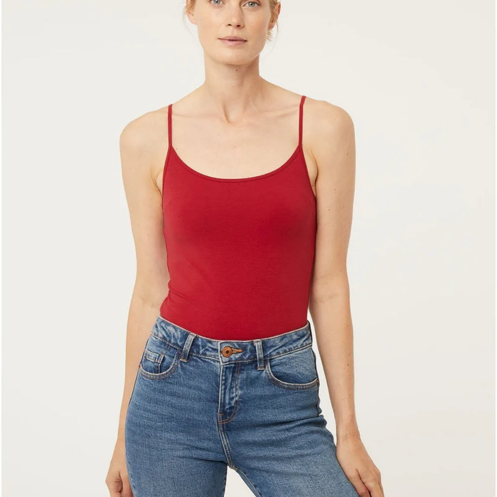 Supplier Women's Cotton Scoop Neck Adjustable Spaghetti Strap Color Full Cami Tank Tops