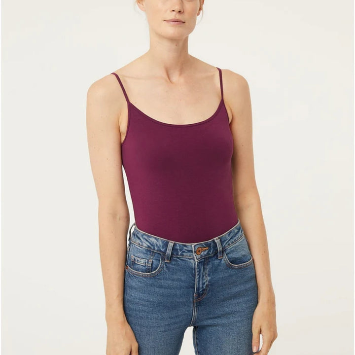 Supplier Women's Cotton Scoop Neck Adjustable Spaghetti Strap Color Full Cami Tank Tops