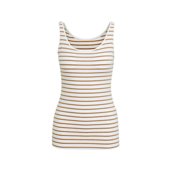 Womens Cotton Stretch Round Neck Striped Tank Top Bulk Order