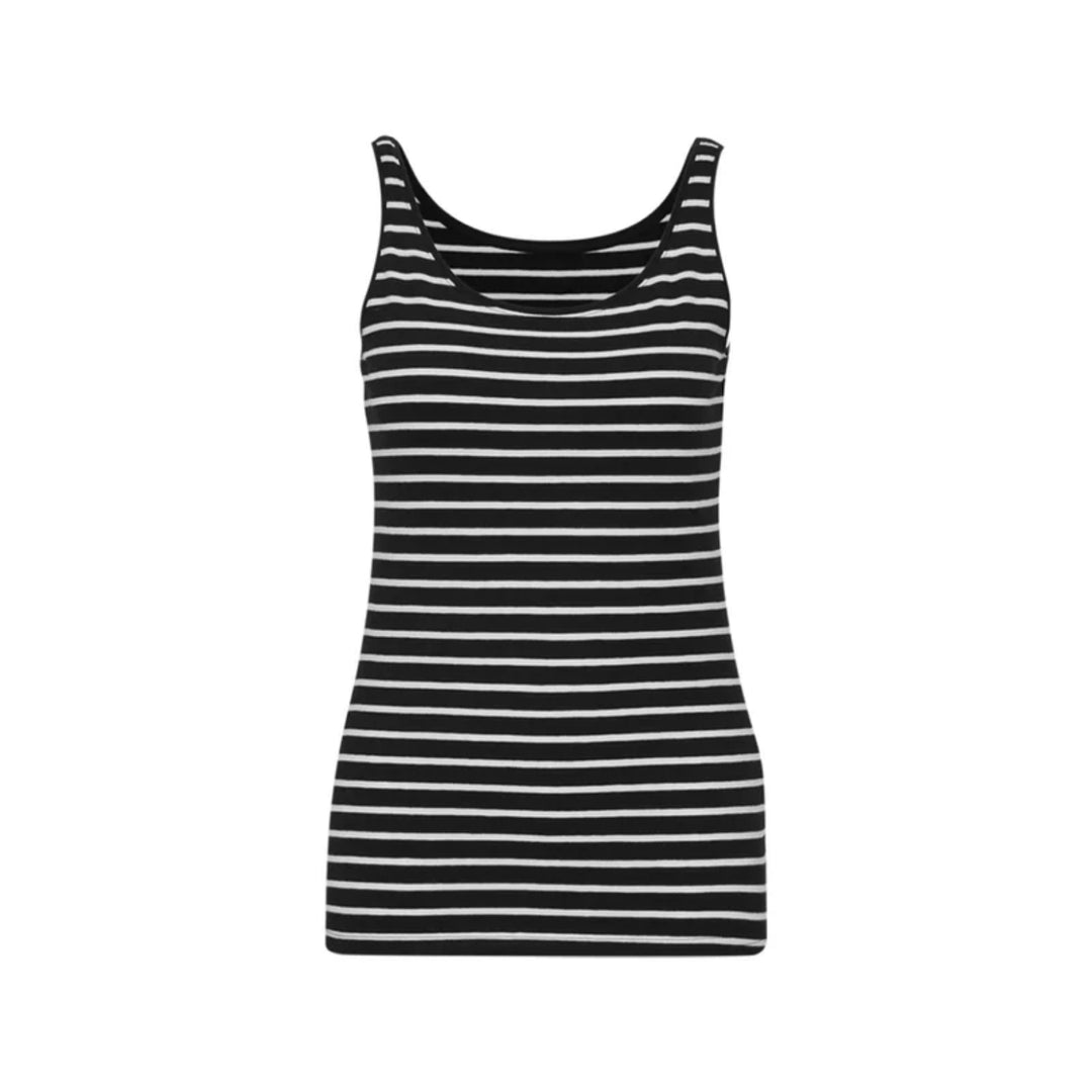 Womens Cotton Stretch Round Neck Striped Tank Top Bulk Order