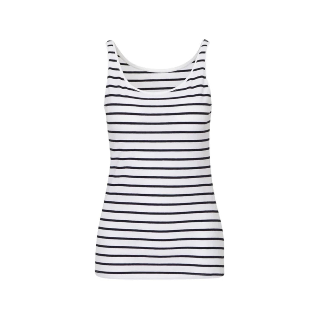 Womens Cotton Stretch Round Neck Striped Tank Top Bulk Order