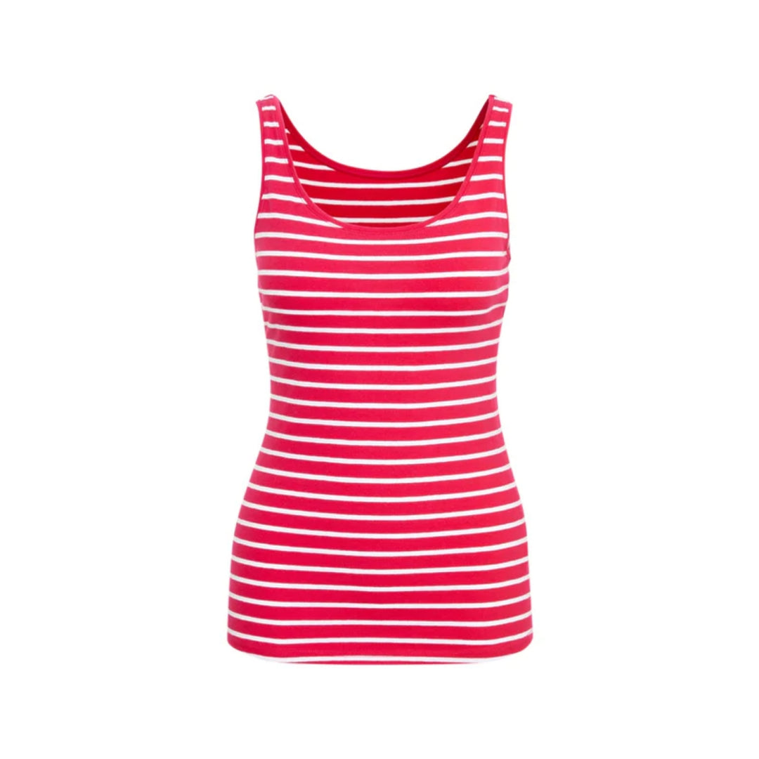 Womens Cotton Stretch Round Neck Striped Tank Top Bulk Order