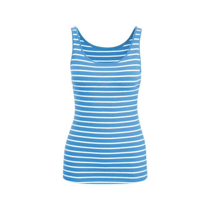 Womens Cotton Stretch Round Neck Striped Tank Top Bulk Order
