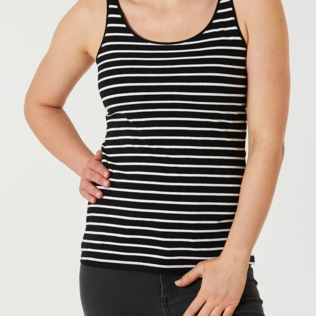 Womens Cotton Stretch Round Neck Striped Tank Top Bulk Order