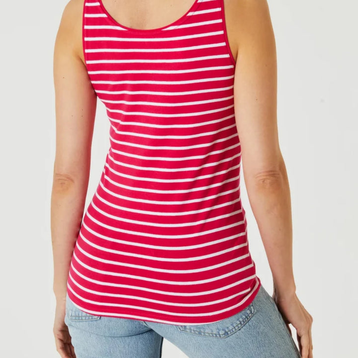 Womens Cotton Stretch Round Neck Striped Tank Top Bulk Order