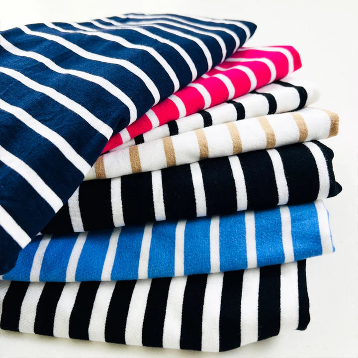 Womens Cotton Stretch Round Neck Striped Tank Top Bulk Order