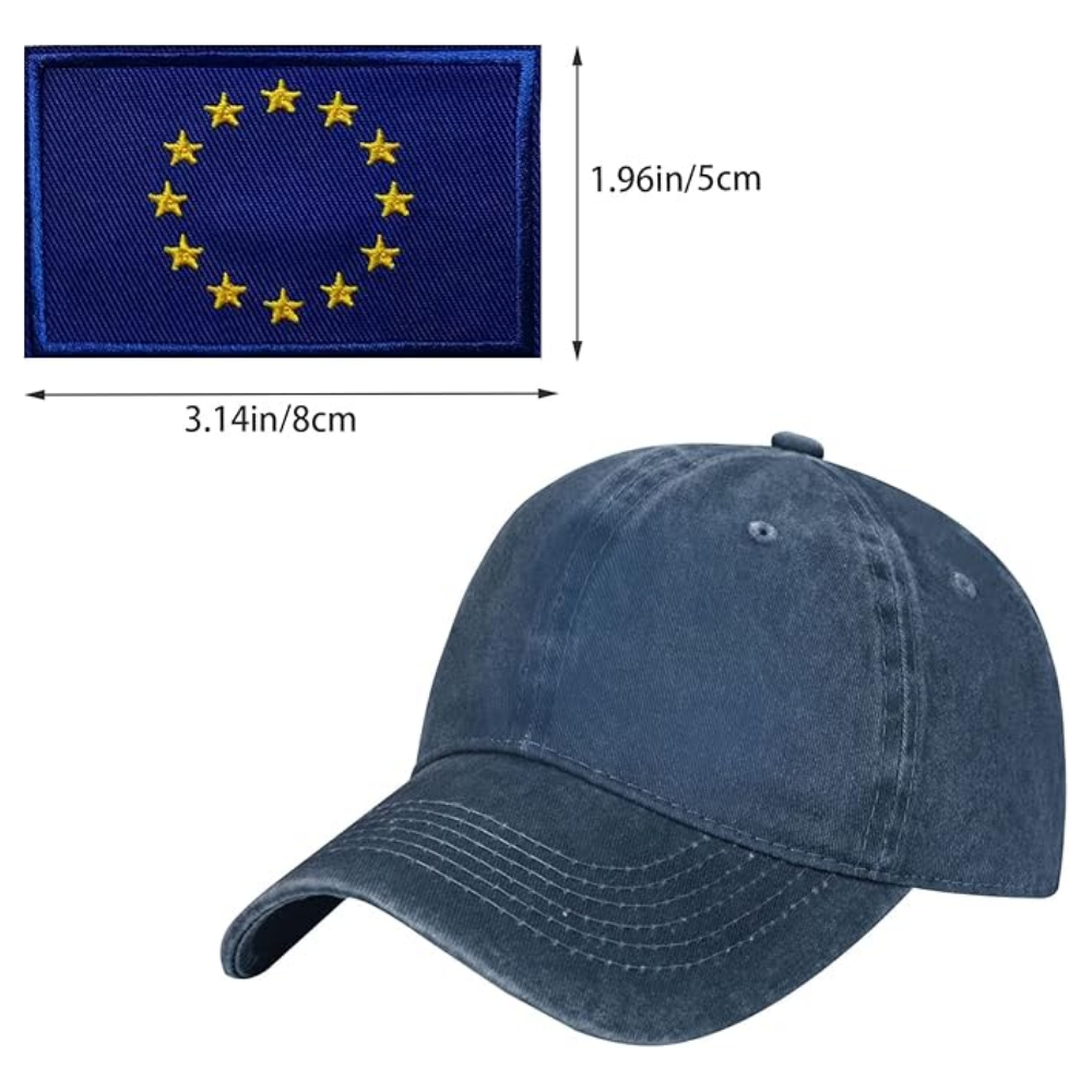 Europe Hat Embroidered Denim Fabric Washed Cap