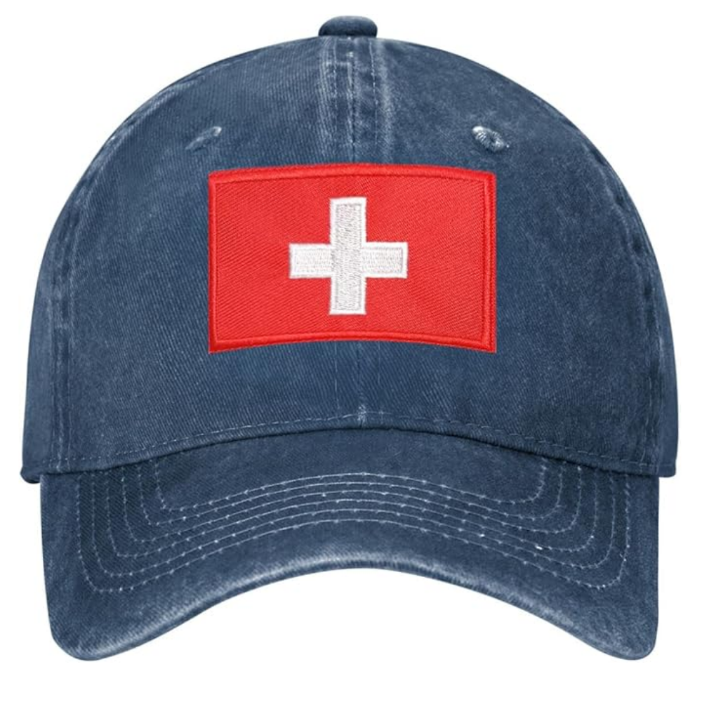 Europe Hat Embroidered Denim Fabric Washed Cap