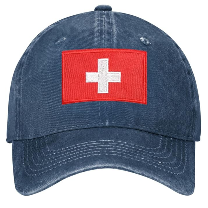 Europe Hat Embroidered Denim Fabric Washed Cap