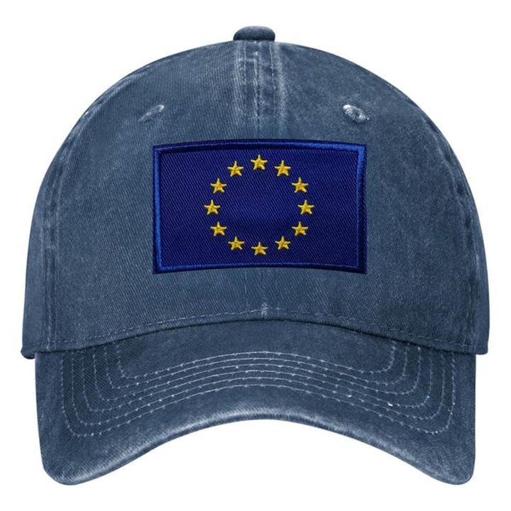 Europe Hat Embroidered Denim Fabric Washed Cap