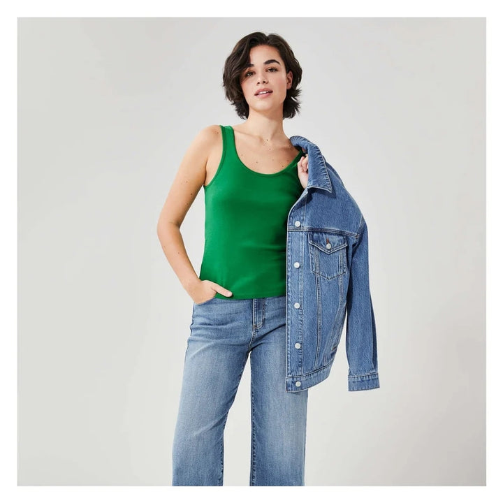 Womens Scoop Neck Organic Cotton Fitted Tank Top