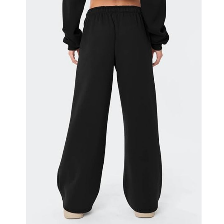 Women's Solid High Waisted Baggy Joggers
