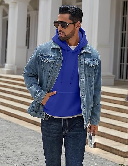Men Cotton Fleece Hooded Sweatshirt