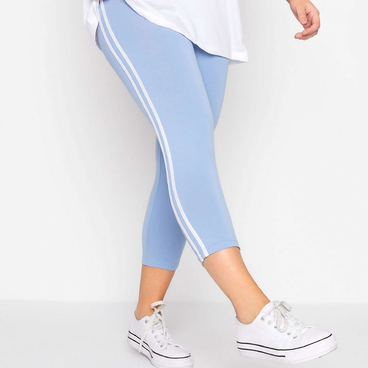 Thin Dual Striped Soft Women Cropped Leggings