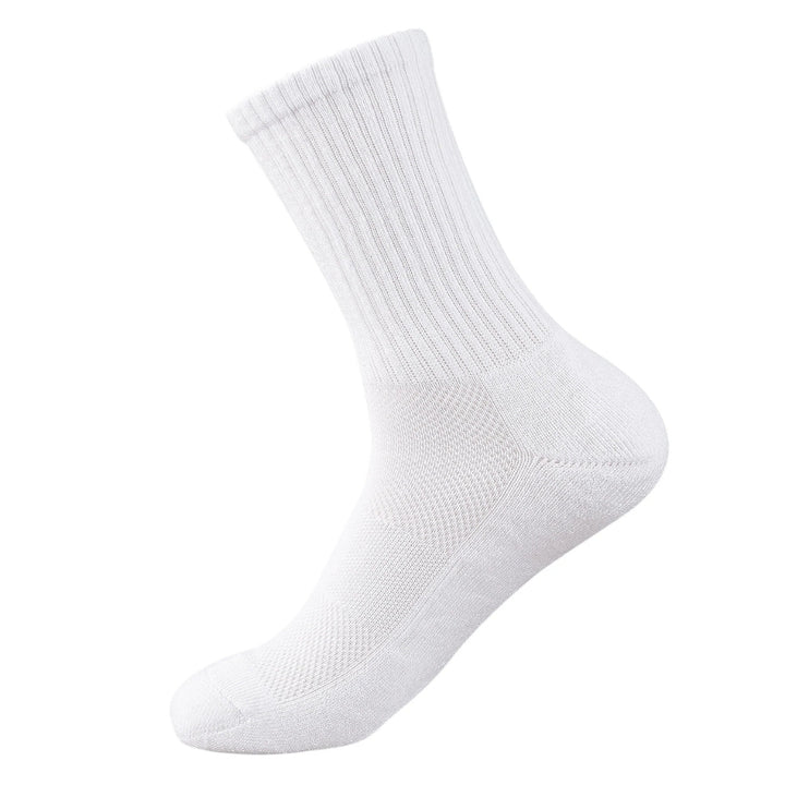 Men's half cushioned crew socks with arch support and mesh