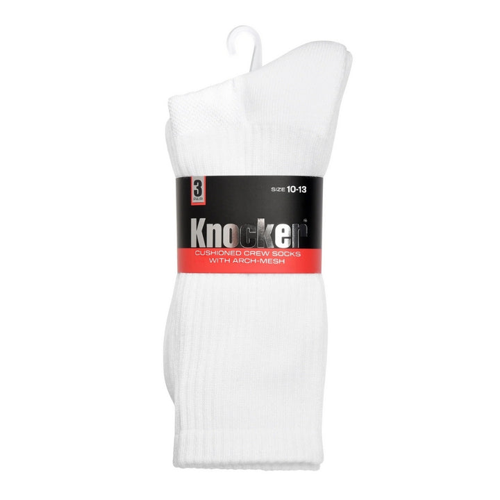 Men's half cushioned crew socks with arch support and mesh