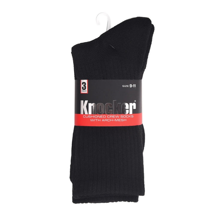 Men's half cushioned crew socks with arch support and mesh
