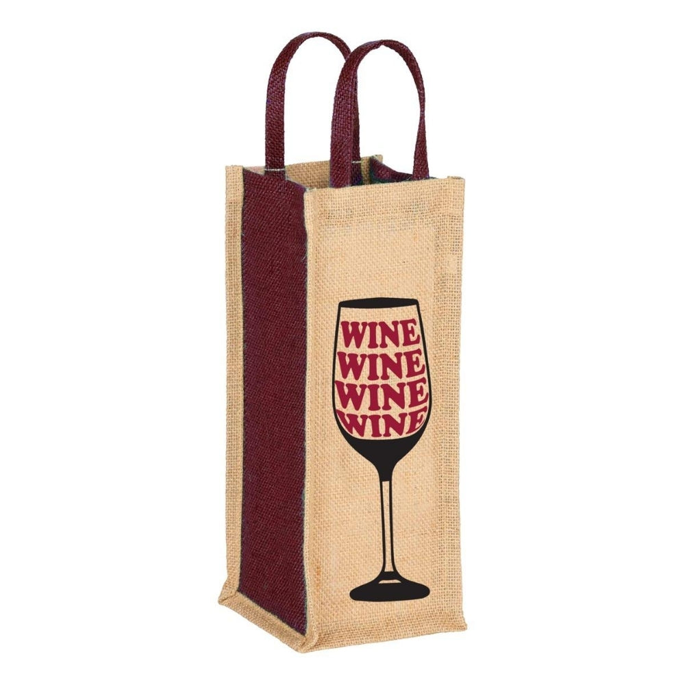 Natural Jute Canvas Tote Wine Bottle Carrier