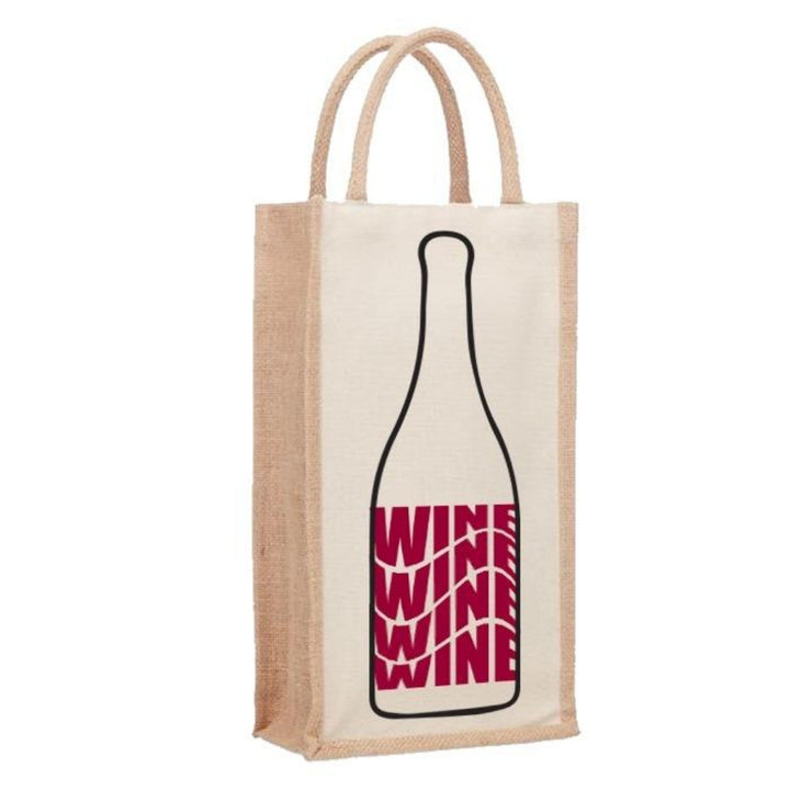 Natural Jute Canvas Tote Wine Bottle Carrier