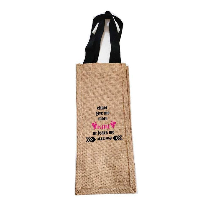 Natural Jute Canvas Tote Wine Bottle Carrier