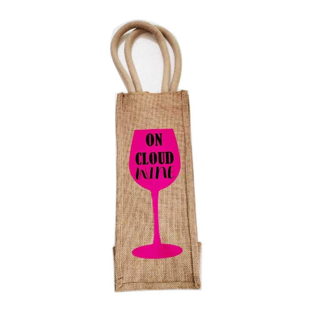 Natural Jute Canvas Tote Wine Bottle Carrier